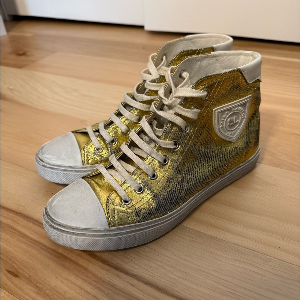 Saint Laurent Paris - Golden High-Top Sneakers - Picture 3 of 3